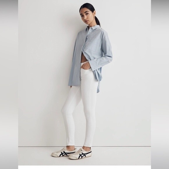 Madewell NWT 9" Mid-Rise Skinny Crop Jeans in Pure White Size 27 - Picture 4 of 11